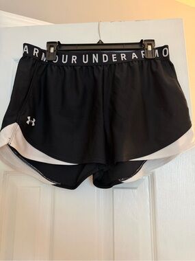 Under Armour Black and White Layered Athletic Shorts